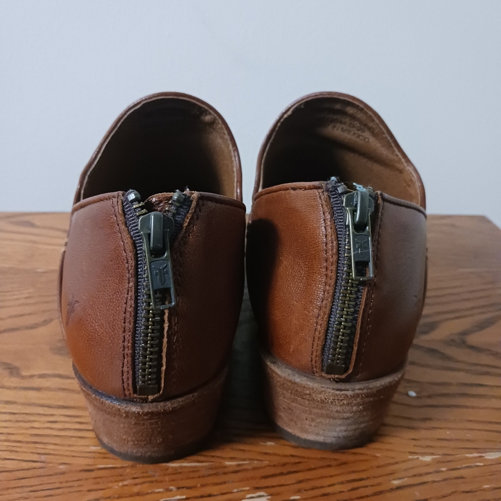 Frye Shoes Booties Tom Cognac Size 10m Zip Womans Leather - Picture 7 of 11